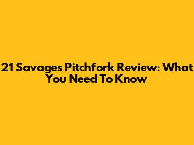 21 Savage's Pitchfork Review: What You Need To Know