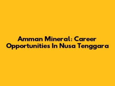 Amman Mineral: Career Opportunities In Nusa Tenggara