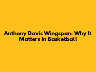 Anthony Davis Wingspan: Why It Matters In Basketball