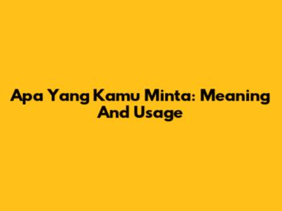 Apa Yang Kamu Minta: Meaning And Usage