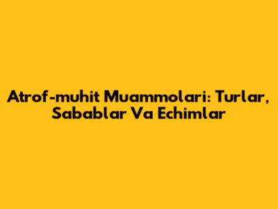 Atrof-muhit Muammolari: Turlar, Sabablar Va Echimlar