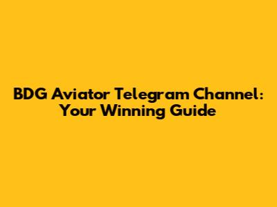 BDG Aviator Telegram Channel: Your Winning Guide