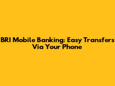 BRI Mobile Banking: Easy Transfers Via Your Phone
