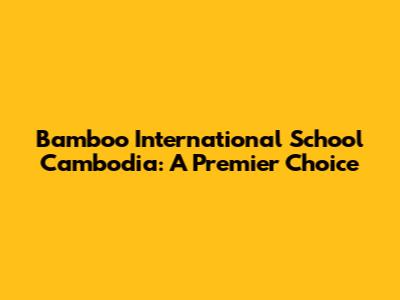 Bamboo International School Cambodia: A Premier Choice