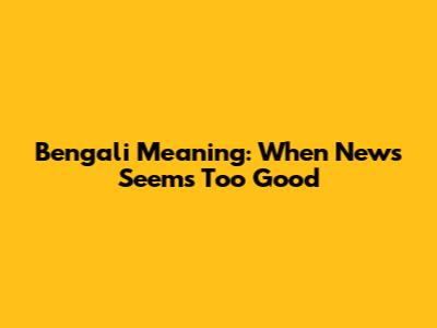 Bengali Meaning: When News Seems Too Good