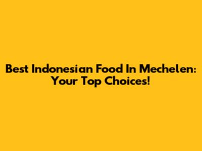 Best Indonesian Food In Mechelen: Your Top Choices!
