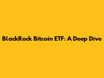 BlackRock Bitcoin ETF: A Deep Dive
