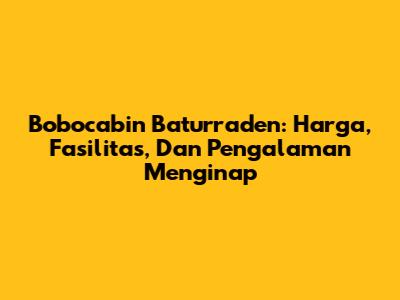 Bobocabin Baturraden: Harga, Fasilitas, Dan Pengalaman Menginap
