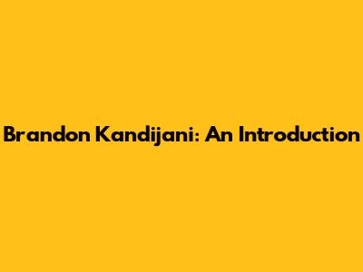 Brandon Kandijani: An Introduction
