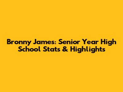 Bronny James: Senior Year High School Stats & Highlights