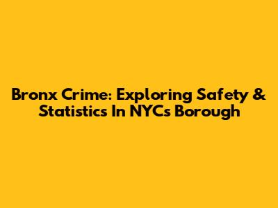 Bronx Crime: Exploring Safety & Statistics In NYC's Borough