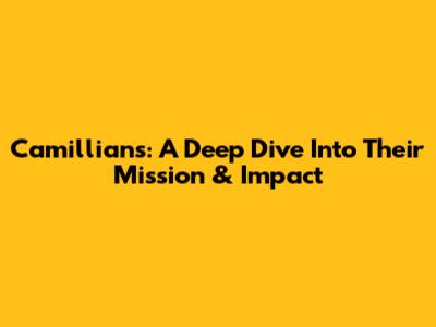 Camillians: A Deep Dive Into Their Mission & Impact