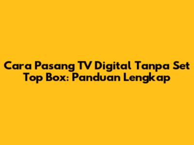 Cara Pasang TV Digital Tanpa Set Top Box: Panduan Lengkap
