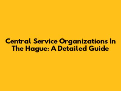 Central Service Organizations In The Hague: A Detailed Guide