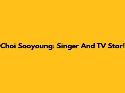 Choi Sooyoung: Singer And TV Star!