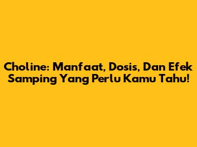 Choline: Manfaat, Dosis, Dan Efek Samping Yang Perlu Kamu Tahu!