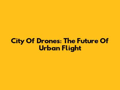 City Of Drones: The Future Of Urban Flight