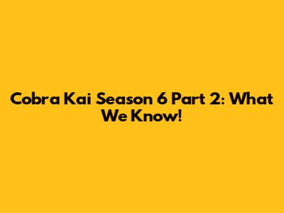 Cobra Kai Season 6 Part 2: What We Know!