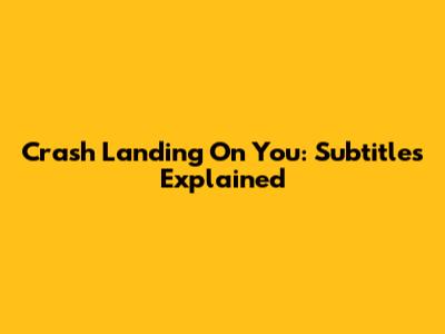 Crash Landing On You: Subtitles Explained