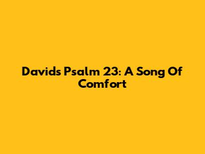 David's Psalm 23: A Song Of Comfort