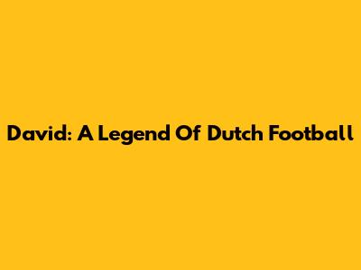 David: A Legend Of Dutch Football