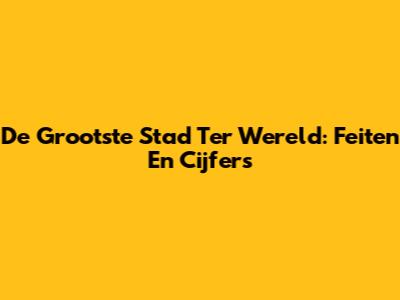 De Grootste Stad Ter Wereld: Feiten En Cijfers