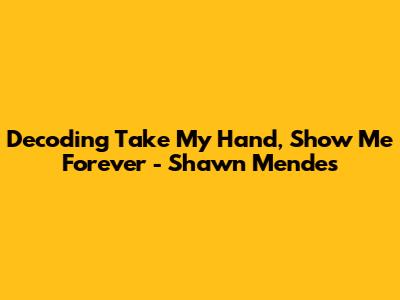 Decoding 'Take My Hand, Show Me Forever' - Shawn Mendes