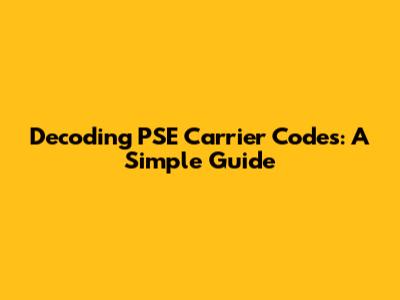 Decoding PSE Carrier Codes: A Simple Guide