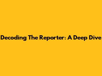 Decoding The Reporter: A Deep Dive