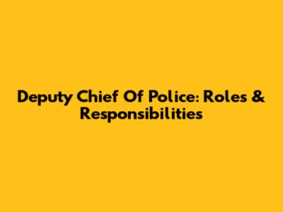 Deputy Chief Of Police: Roles & Responsibilities