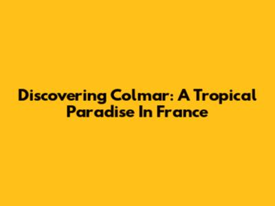 Discovering Colmar: A Tropical Paradise In France