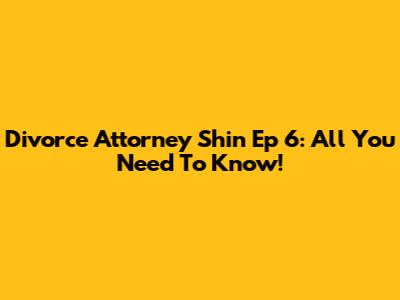 Divorce Attorney Shin Ep 6: All You Need To Know!