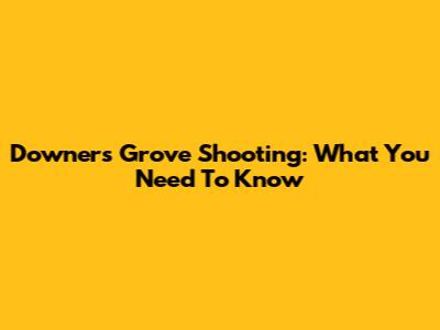 Downers Grove Shooting: What You Need To Know