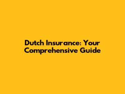 Dutch Insurance: Your Comprehensive Guide