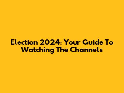 Election 2024: Your Guide To Watching The Channels