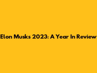 Elon Musk's 2023: A Year In Review