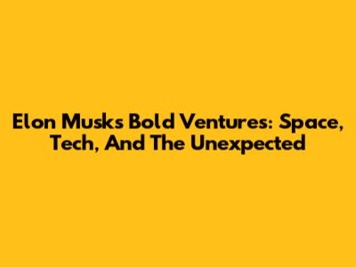 Elon Musk's Bold Ventures: Space, Tech, And The Unexpected