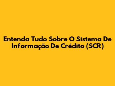 Entenda Tudo Sobre O Sistema De Informação De Crédito (SCR)