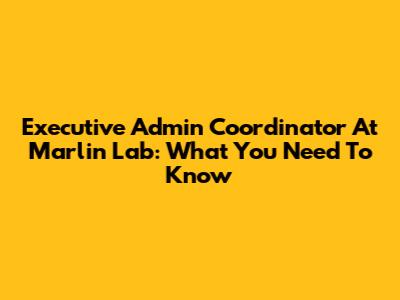 Executive Admin Coordinator At Marlin Lab: What You Need To Know