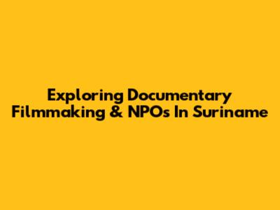 Exploring Documentary Filmmaking & NPOs In Suriname