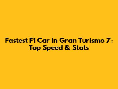 Fastest F1 Car In Gran Turismo 7: Top Speed & Stats