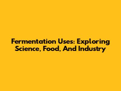Fermentation Uses: Exploring Science, Food, And Industry