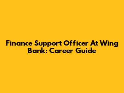 Finance Support Officer At Wing Bank: Career Guide