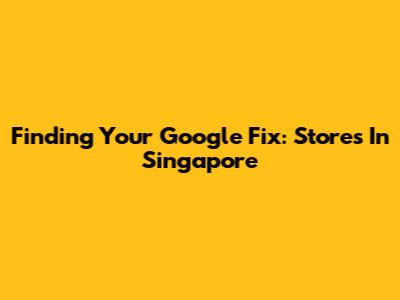 Finding Your Google Fix: Stores In Singapore