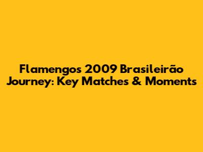 Flamengo's 2009 Brasileirão Journey: Key Matches & Moments