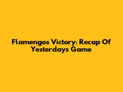 Flamengo's Victory: Recap Of Yesterday's Game