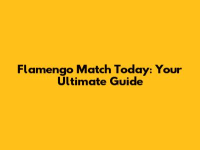 Flamengo Match Today: Your Ultimate Guide