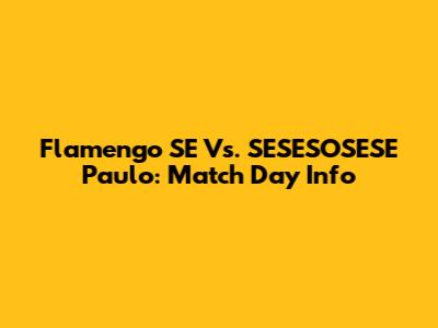 Flamengo SE Vs. SESESOSESE Paulo: Match Day Info