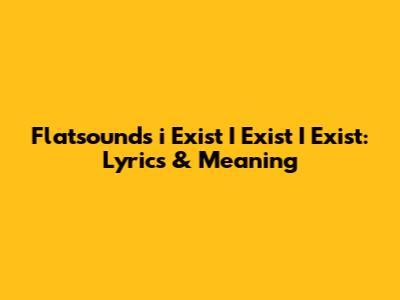 Flatsound's "i Exist I Exist I Exist": Lyrics & Meaning