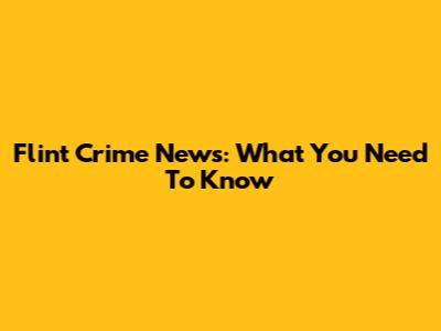 Flint Crime News: What You Need To Know